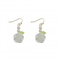 Acrylic Drop Earring, with Zinc Alloy, Bowknot & for woman, white 