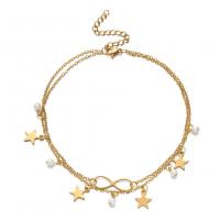 Bracelet en acier inoxydable, avec perle de plastique, avec 1.97inch chaînes de rallonge, étoile, Placage, bijoux de mode & pour femme, plus de couleurs à choisir .69 pouce, Vendu par PC