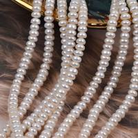 Perlas Botón Freshwater , Perlas cultivadas de agua dulce, Bricolaje, Blanco, 4mm, longitud:37 cm, Vendido por Sarta