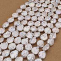 Бусины из искусственного пресноводного жемчуга в форме монеты, Пресноводные жемчуги, Плоская форма, DIY, белый, 13-18mm, длина:36-38 см, продается Strand