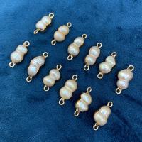 Freshwater Pearl Connector, with Brass, mixed colors, 10-11mm 