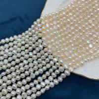 Button Cultured Freshwater Pearl Beads, DIY, white, 6-7mm cm 