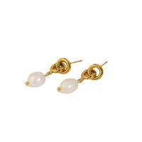 Stainless Steel Drop Earring, 316L Stainless Steel, with pearl, plated, Natural & fashion jewelry & for woman 