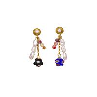 Lampwork Drop Earring, Stainless Steel, with ABS Plastic Pearl & Lampwork, plated, fashion jewelry & for woman 