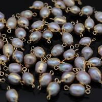 Perlas cultivadas de agua dulce Conector, con metal, Óvalo, chapado en color dorado, Natural & Bricolaje, 8x16-10x18mm, Vendido por UD