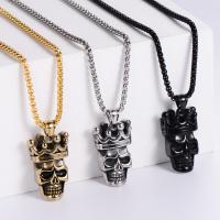 Stainless Steel Jewelry Necklace, 304 Stainless Steel, Skull, plated, fashion jewelry & Unisex .62 Inch 