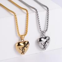 Stainless Steel Jewelry Necklace, 304 Stainless Steel, Heart, fashion jewelry & for man .62 Inch 