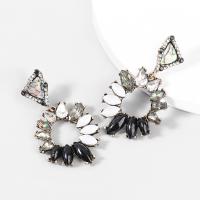 Zinc Alloy Rhinestone Drop Earring, with Resin, plated, fashion jewelry & for woman & with rhinestone 