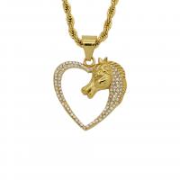 Rhinestone Stainless Steel Pendants, gold color plated, fashion jewelry & with rhinestone, golden 