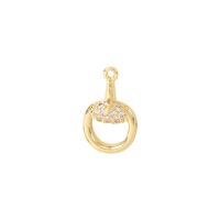 Cubic Zirconia Micro Pave Brass Pendant, Geometrical Pattern, gold color plated, DIY & micro pave cubic zirconia & hollow 