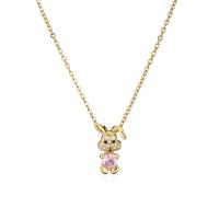 Cubic Zircon Micro Pave Brass Necklace, with 1.96 inch extender chain, Rabbit, gold color plated, micro pave cubic zirconia & for woman Approx 17.72 Inch 