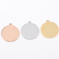 Stainless Steel Tag Charm, Round, polished, DIY 25mm Approx 2mm 