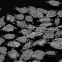 Perlas cultivadas de agua dulce Conector, con metal, Keishi, chapado en color de plata, Joyería & Bricolaje, 15x18-18x25mm, Vendido por UD