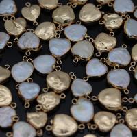 Natürliche kultivierte Süßwasserperlen Schmuckverbinder, mit Messing, goldfarben plattiert, Modeschmuck & DIY, 15x15mm, verkauft von PC