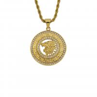 Rhinestone Stainless Steel Pendants, gold color plated, fashion jewelry & with rhinestone, golden 