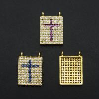 Cubic Zirconia Micro Pave Brass Connector, Cross, plated, DIY & micro pave cubic zirconia 