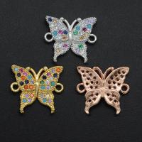 Cubic Zirconia Micro Pave Brass Connector, Butterfly, plated, DIY & micro pave cubic zirconia 
