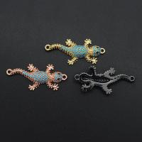 Cubic Zirconia Micro Pave Brass Connector, Gecko, plated, DIY & micro pave cubic zirconia 