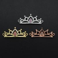Cubic Zirconia Micro Pave Brass Connector, Crown, plated, DIY & micro pave cubic zirconia 