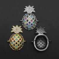 Cubic Zirconia Micro Pave Brass Connector, Pineapple, plated, DIY & micro pave cubic zirconia 