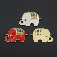Cubic Zirconia Micro Pave Brass Connector, Elephant, plated, DIY & micro pave cubic zirconia & enamel 