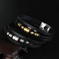Men Bracelet, Zinc Alloy, with Leather, printing, for man cm 