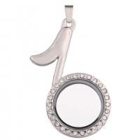 Zinc Alloy Floating Charm Pendant, with Glass, Music Note, plated, DIY & with rhinestone 