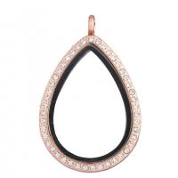 Zinc Alloy Floating Charm Pendant, with Glass, Teardrop, plated, DIY & with rhinestone 