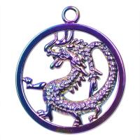 Zinklegierung Tier Anhänger, Drachen, plattiert, DIY, farbenfroh, 37x32mm, Länge:45 cm, verkauft von PC