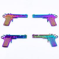 Zinklegierung Pistole Anhänger, plattiert, DIY, farbenfroh, 41x23mm, Länge:45 cm, verkauft von PC