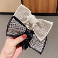 Cloth Bowkont Hair Clip, fashion jewelry & for woman & with rhinestone, 140mm 