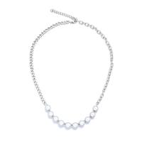Titanium Steel Jewelry Necklace, with ABS Plastic Pearl & Unisex, original color, 6mm 