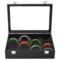 velours de coton boîte de bracelet, avec cuir PU & verre, rectangle, normes différentes pour le choix, plus de couleurs à choisir, Vendu par PC
