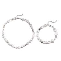 Titanium Steel Jewelry Set, ABS Plastic Pearl, with Titanium Steel, plated, Unisex white, 12mm 