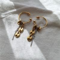 Edelstahl Tropfen Ohrring, vergoldet, für Frau, 30x75mm, verkauft von Paar