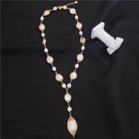 Freshwater Pearl Brass Necklace, with Brass, with 1.96 inch extender chain, real gold plated & for woman, white Approx u4e0du540cu6b3eu5f0f Inch 