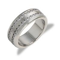 Titanium Steel Finger Ring, Donut, Unisex & with rhinestone, original color 