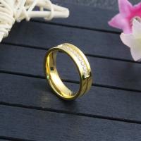 Rhinestone Stainless Steel Finger Ring, 316L Stainless Steel, Donut, 18K gold plated, Unisex & with rhinestone 