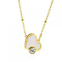 Stainless Steel Jewelry Necklace, 316L Stainless Steel, Heart, 18K gold plated, Unisex & with rhinestone, 10mm Approx 18.5 Inch 