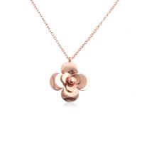 Stainless Steel Jewelry Necklace, 316L Stainless Steel, Flower, rose gold color plated, Unisex, 20mm Approx 19.68 Inch 