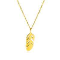 Stainless Steel Jewelry Necklace, 316L Stainless Steel, Leaf, 18K gold plated, Unisex, 22mm Approx 18.11 Inch 