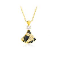 Stainless Steel Jewelry Necklace, 316L Stainless Steel, Fan, 18K gold plated, Unisex & enamel & with rhinestone, 20mm Approx 19.68 Inch 