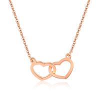 Titanium Steel Jewelry Necklace, with 2.76inch extender chain, Heart, rose gold color plated, for woman, 12mm .35 Inch 