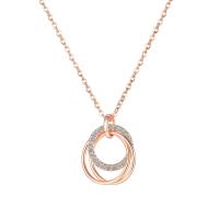 Cubic Zircon Micro Pave Brass Necklace, with stainless steel chain, with 1.97inch extender chain, rose gold color plated, micro pave cubic zirconia & for woman .14 Inch 