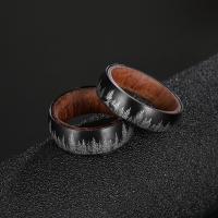 Titanium Steel Finger Ring, with Padauk, Unisex 