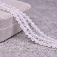 Perle Agate blanche naturelle, Rond, poli, normes différentes pour le choix, Vendu par brin