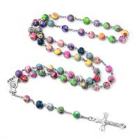 Четки Ожерелье, цинковый сплав, с полимерный клей, Инсус крест, Мужская & разный размер для выбора, продается Strand