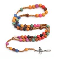 Rosary Necklace, Plastic, with Zinc Alloy, Crucifix Cross, Unisex, 2.6*5cm,10mm .06 Inch 