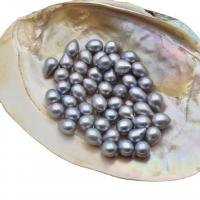 Half Drilled Cultured Freshwater Pearl Beads, Teardrop, DIY & half-drilled, grey 