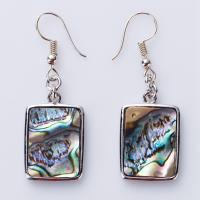Abalone Shell Earring, Zinc Alloy, with Abalone Shell, Rectangle, for woman, mixed colors 